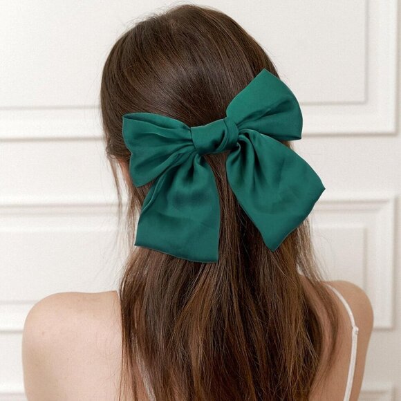 Large Satin Hair Bow Pack 8 Inch Oversized Knot French Barrette Hair Clips main image 4